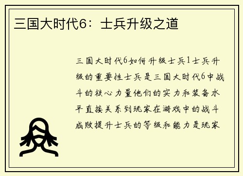 三国大时代6：士兵升级之道